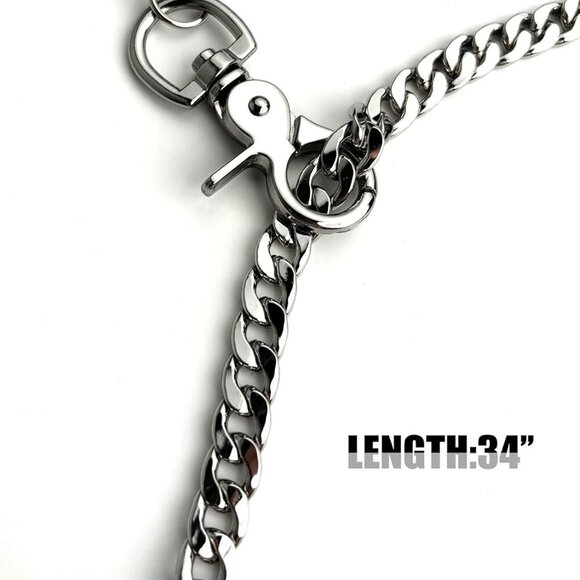 Women's Zinc Chunky Cuban Chain Necklace 34'' Adjustable Y-Shaped Jewelry - Picture 4 of 6